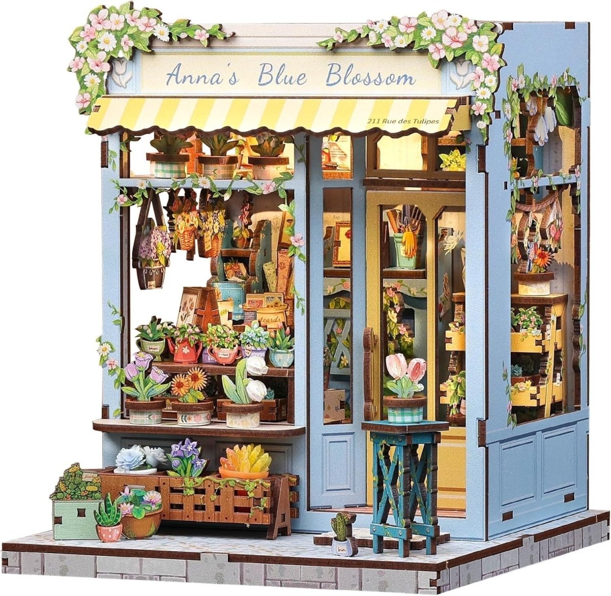 DIY Book Nook Kit Miniature Library House LED Wooden Puzzle Decor - Kwikley