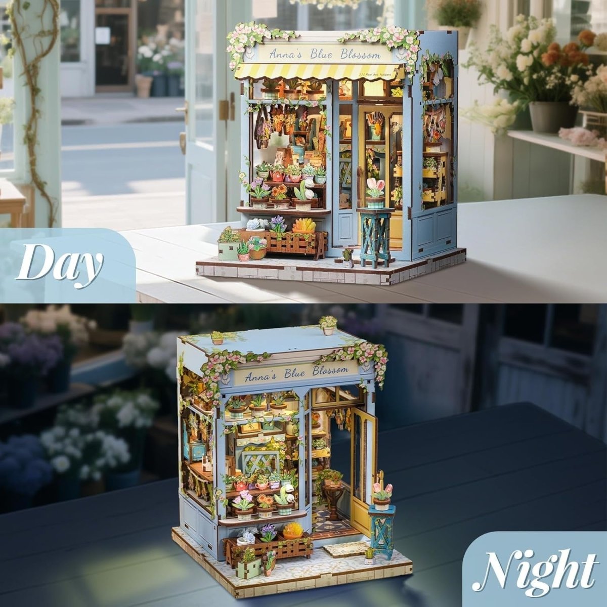 DIY Book Nook Kit Miniature Library House LED Wooden Puzzle Decor - Kwikley
