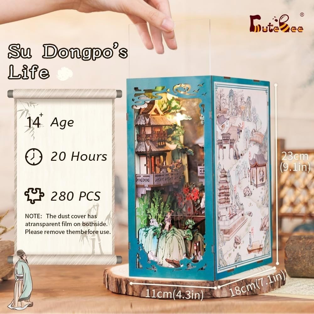 DIY Book Nook Kit Miniature Library LED Bookshelf Decor Puzzle Gift - Kwikley