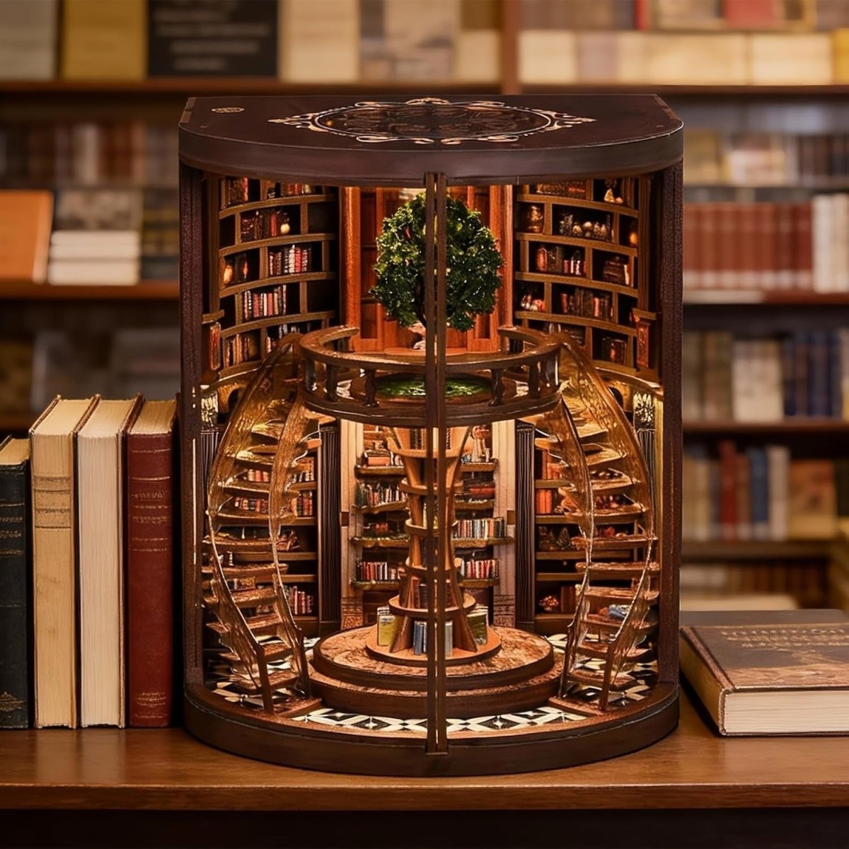 DIY Book Nook Library Kit LED Miniature Bookshelf Decor 3D Puzzle - Kwikley