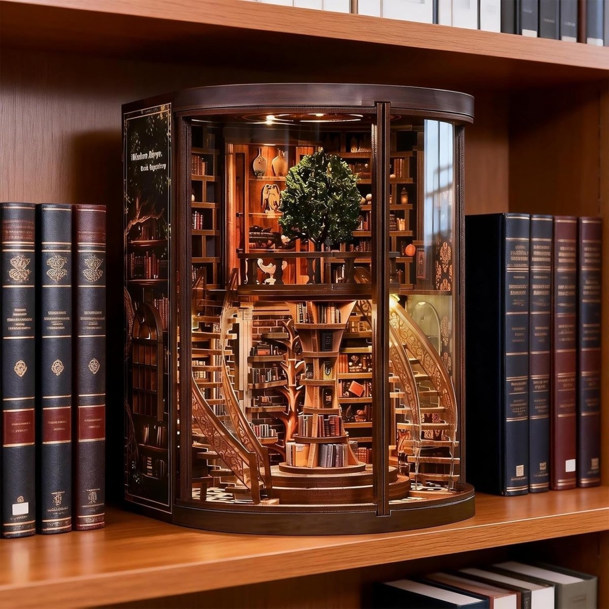 DIY Book Nook Library Kit LED Miniature Bookshelf Decor 3D Puzzle - Kwikley
