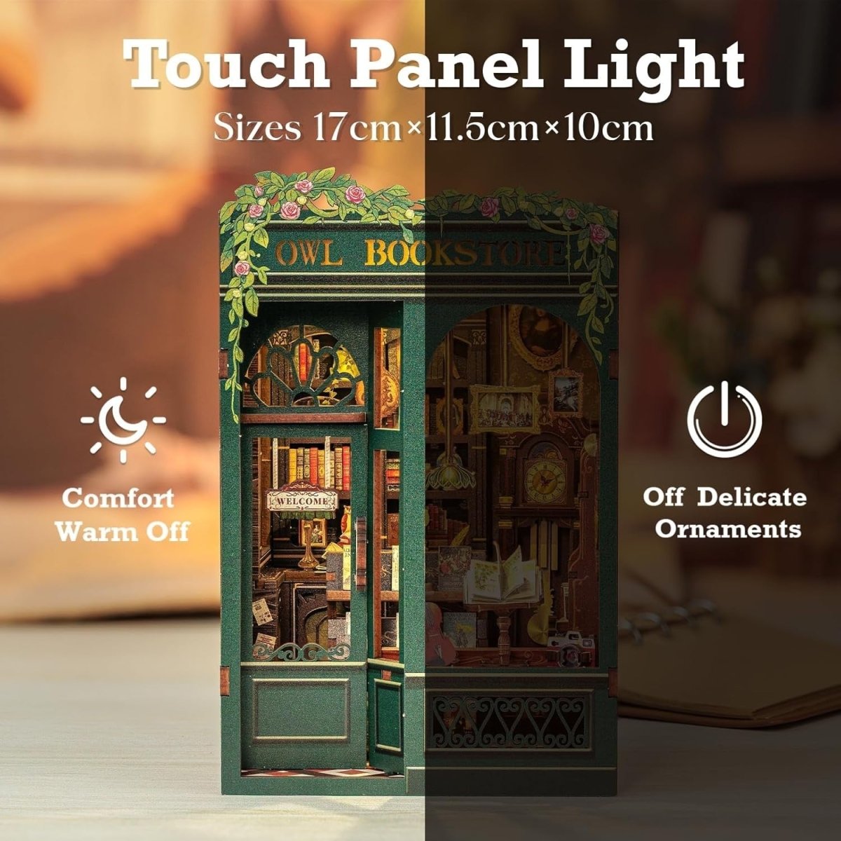 DIY Book Nook Miniature Bookshop Kit LED Bookshelf Diorama Puzzle - Kwikley
