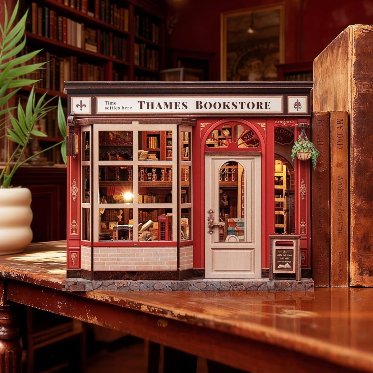 DIY Book Nook Miniature House Kit LED Bookshelf Insert Puzzle Gift - Kwikley
