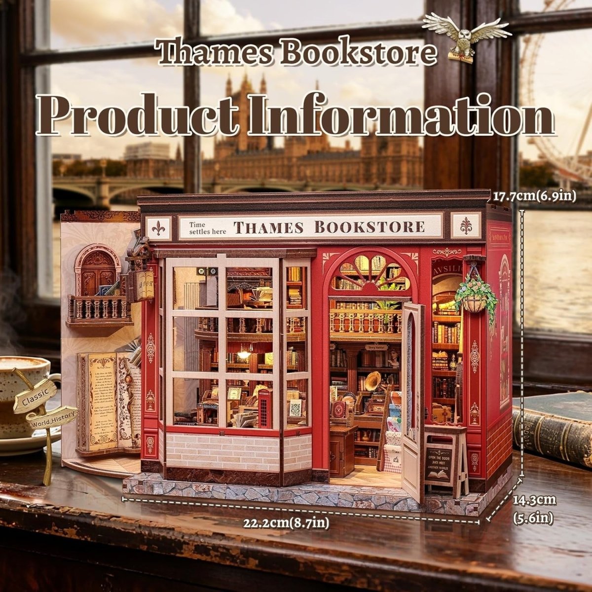 DIY Book Nook Miniature House Kit LED Bookshelf Insert Puzzle Gift - Kwikley