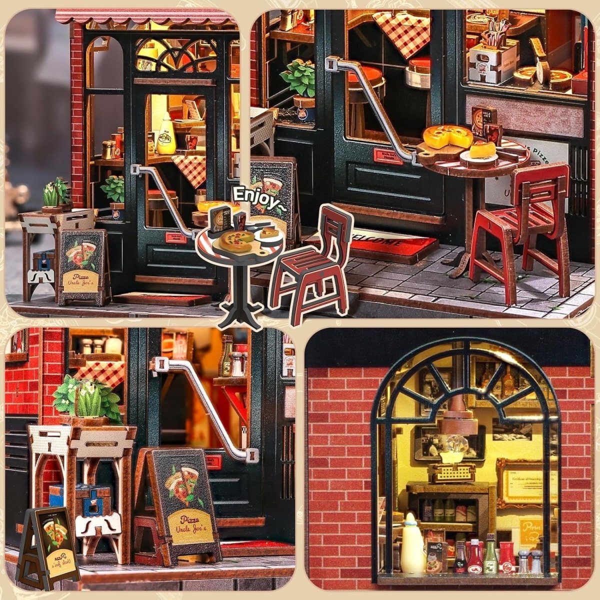 DIY Book Nook Miniature House Kit LED Wooden Puzzle Bookshelf Decor Gift - Kwikley