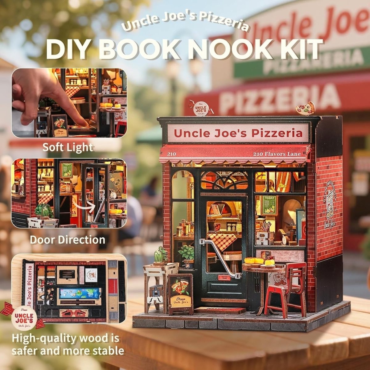 DIY Book Nook Miniature House Kit LED Wooden Puzzle Bookshelf Decor Gift - Kwikley