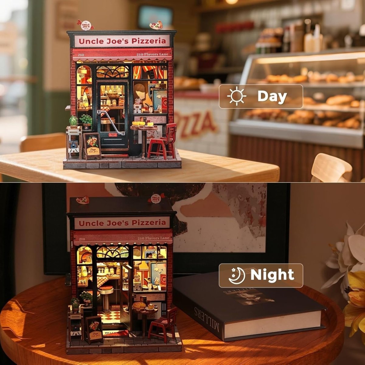 DIY Book Nook Miniature House Kit LED Wooden Puzzle Bookshelf Decor Gift - Kwikley