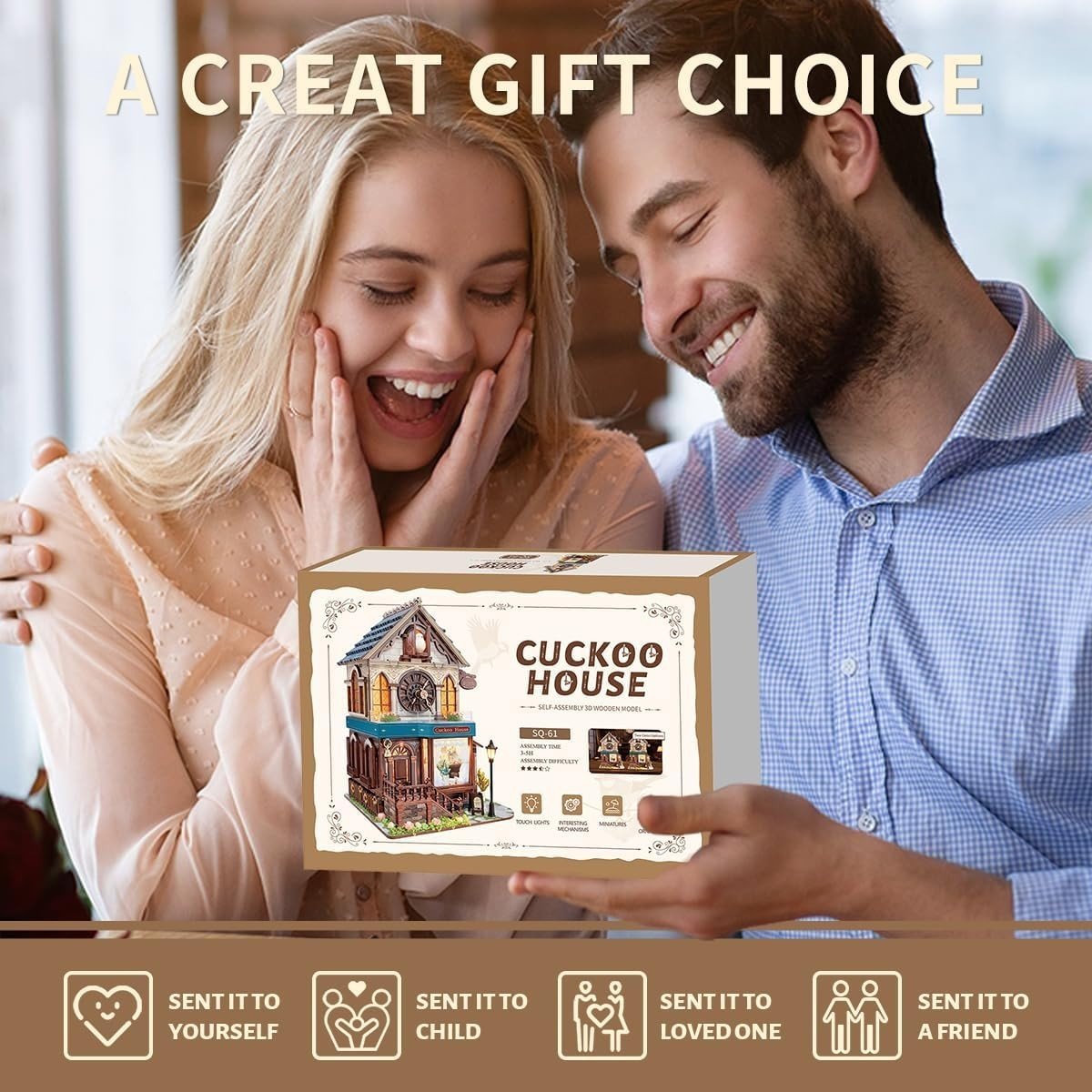 DIY Cuckoo House 3D Wooden Puzzle Music Light Miniature Model Kit - Kwikley