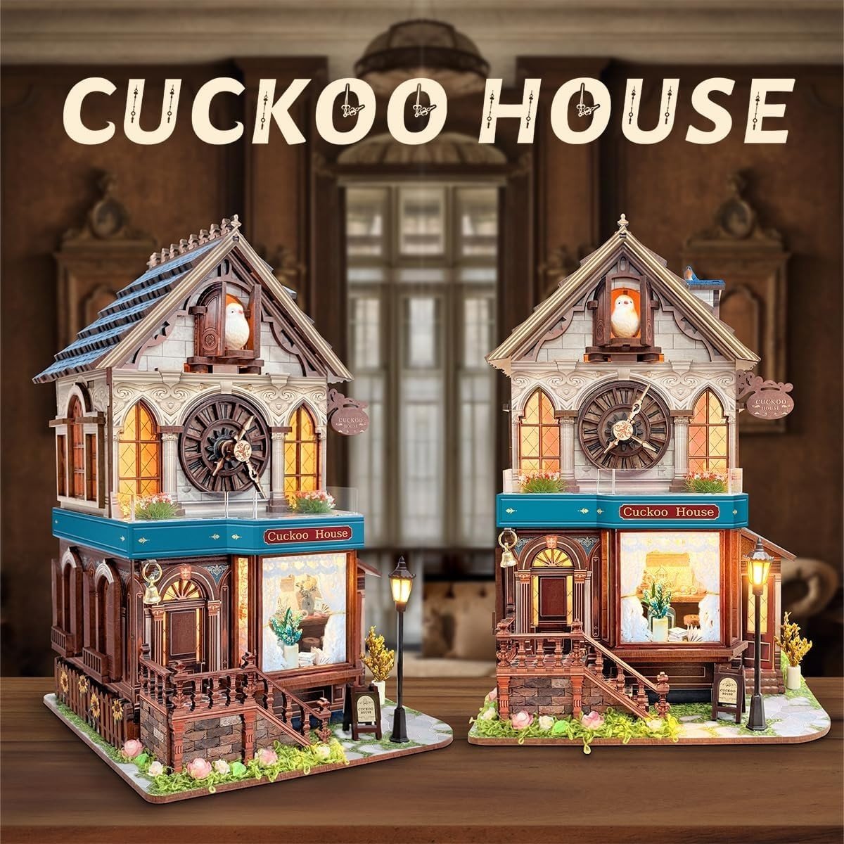 DIY Cuckoo House 3D Wooden Puzzle Music Light Miniature Model Kit - Kwikley