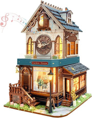 DIY Cuckoo House 3D Wooden Puzzle Music Light Miniature Model Kit - Kwikley
