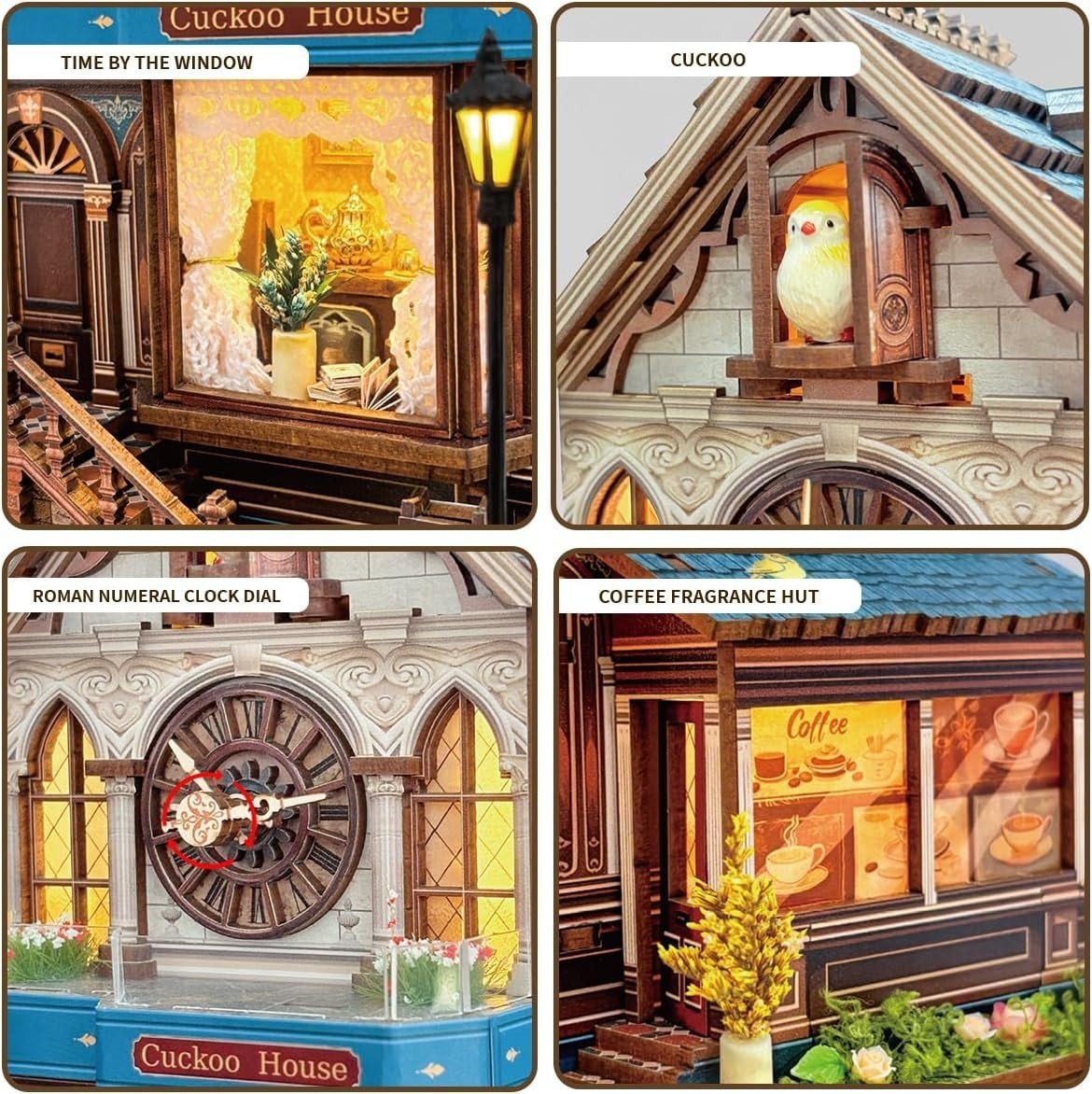 DIY Cuckoo House 3D Wooden Puzzle Music Light Miniature Model Kit - Kwikley