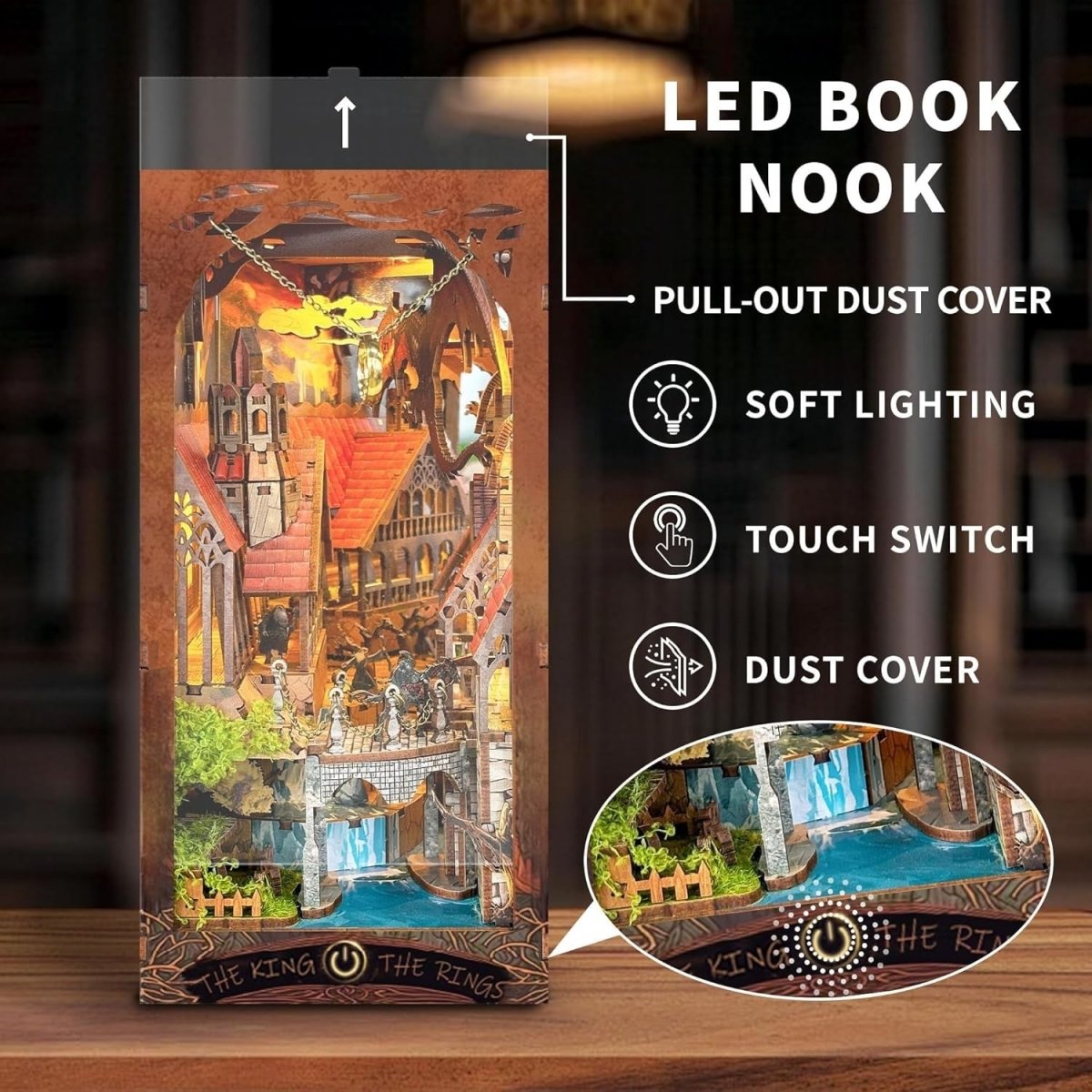 DIY Fantasy Book Nook Kit 3D Wooden Puzzle Bookshelf Insert Decor - Kwikley