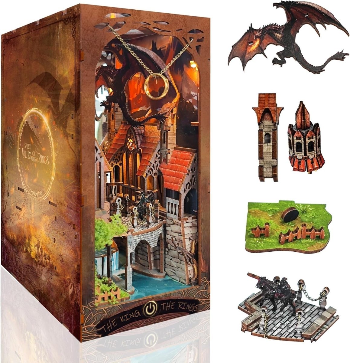 DIY Fantasy Book Nook Kit 3D Wooden Puzzle Bookshelf Insert Decor - Kwikley