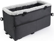Dog Booster Car Seat Center Console Pet Carrier Safety Leash Black - Kwikley
