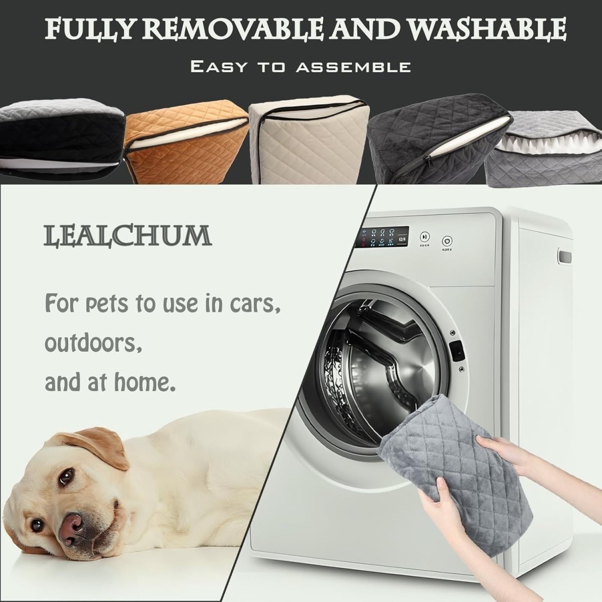 Dog Booster Car Seat Elevated Memory Foam Travel Bed Washable Medium - Kwikley