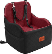 Dog Booster Car Seat Elevated Pet Travel Bed Washable 30lb Black Red - Kwikley