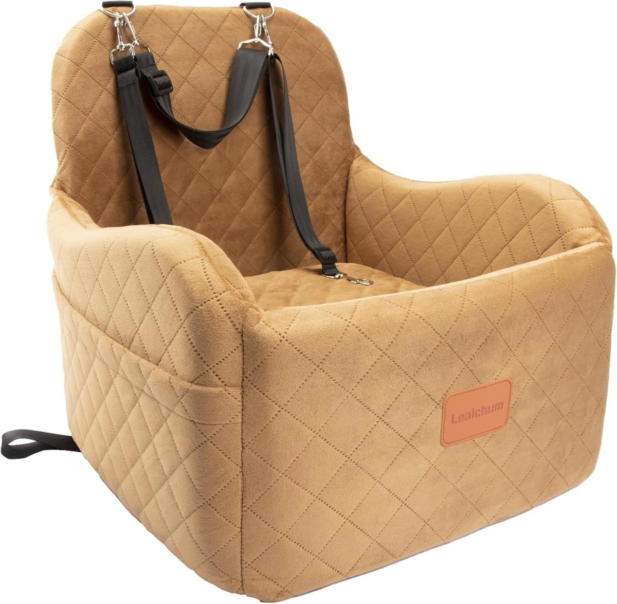 Dog Booster Car Seat Elevated Pet Travel Bed Washable 35lb Coffee - Kwikley