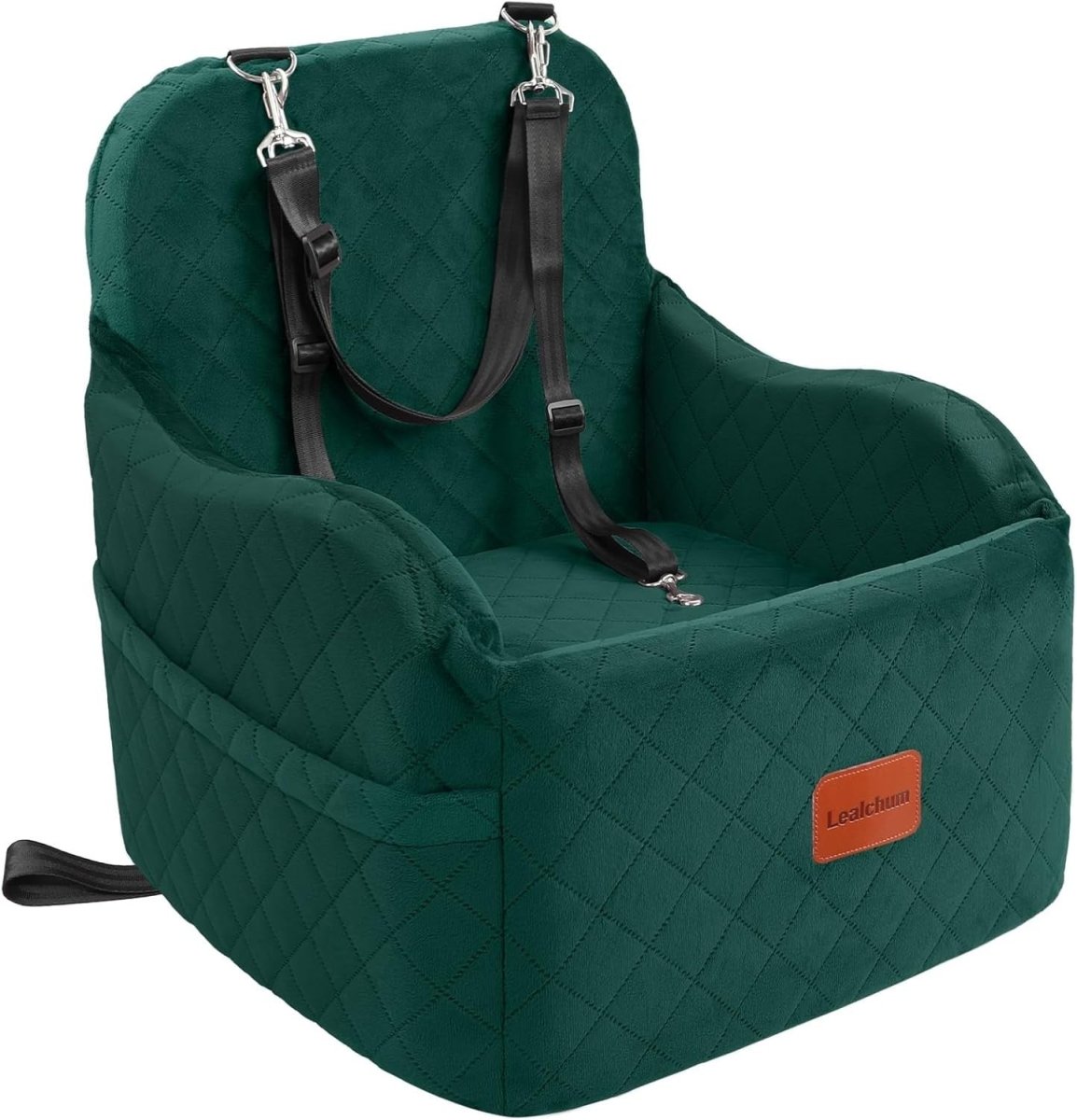 Dog Booster Car Seat Elevated Travel Bed Washable Pet Seat 35lb Green - Kwikley