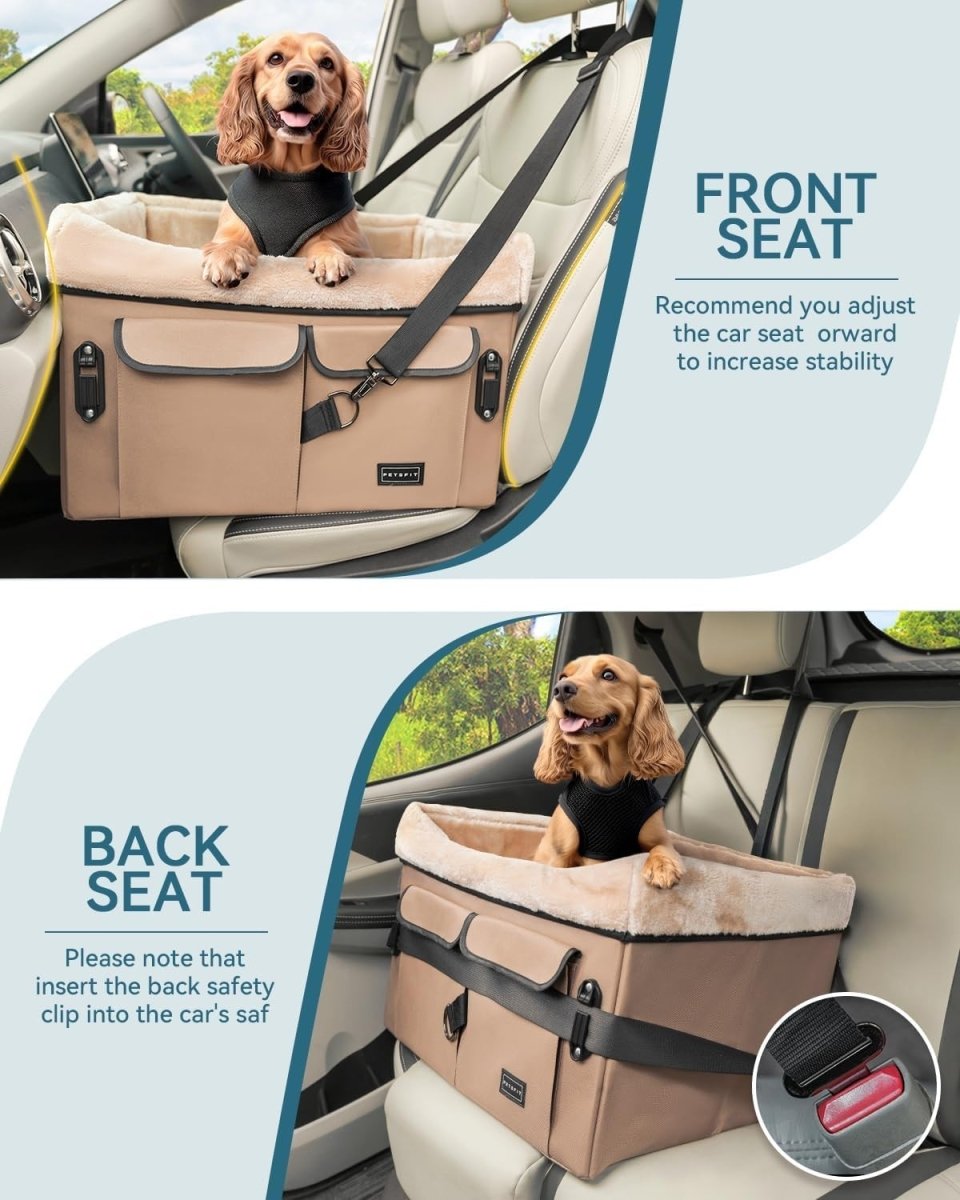 Dog Booster Car Seat Medium Dogs Travel Bed Safety Harness 20kg - Kwikley