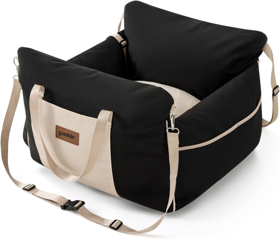 Dog Booster Car Seat Memory Foam Travel Bed Safety Leash Washable - Kwikley