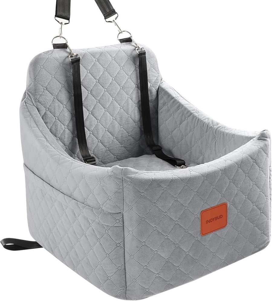 Dog Booster Car Seat Memory Foam Travel Bed Washable Cover 35lb Grey - Kwikley