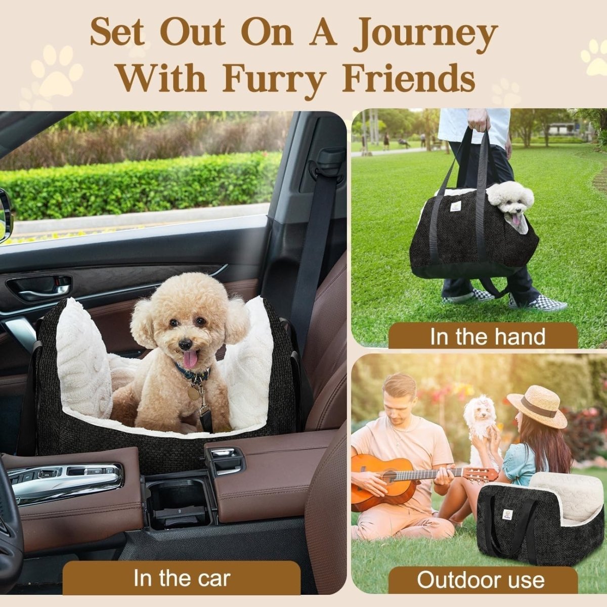 Dog Booster Car Seat Pet Travel Carrier Bed Safety Leash Up to 25lbs - Kwikley