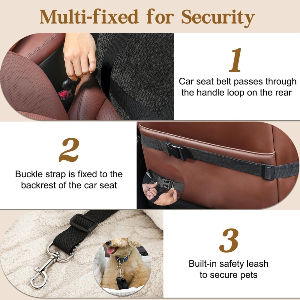 Dog Booster Car Seat Pet Travel Carrier Bed Safety Leash Up to 25lbs - Kwikley