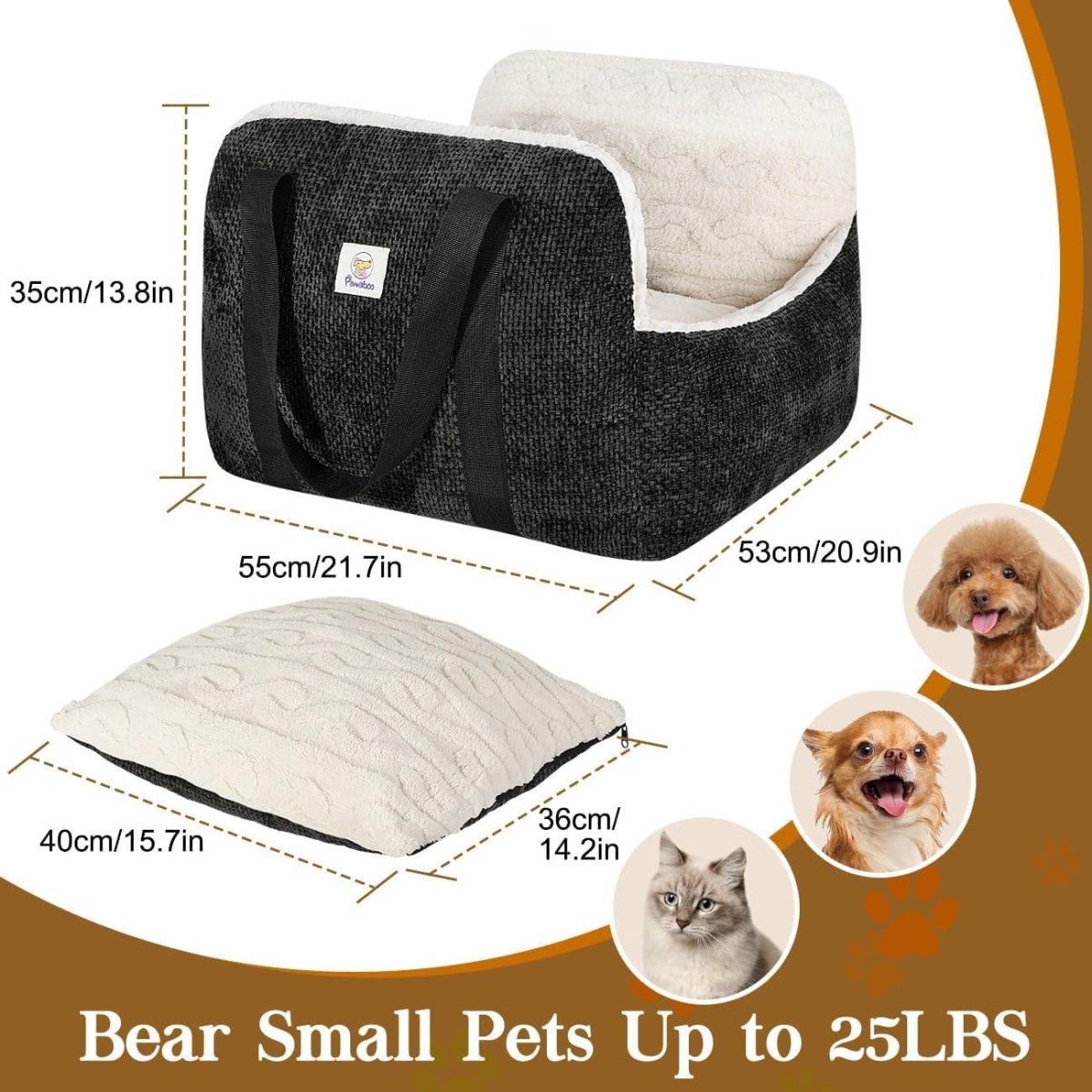 Dog Booster Car Seat Pet Travel Carrier Bed Safety Leash Up to 25lbs - Kwikley