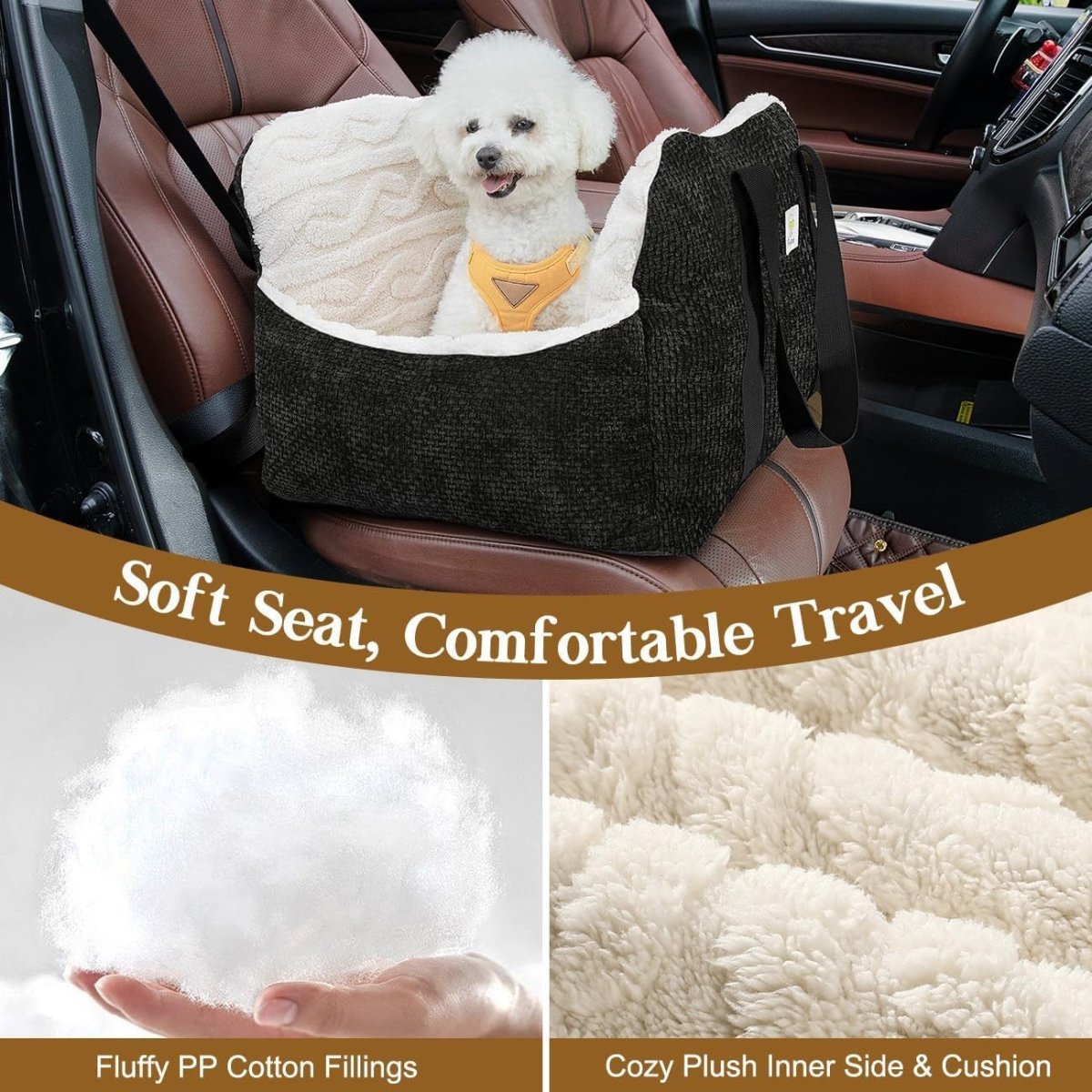 Dog Booster Car Seat Pet Travel Carrier Bed Safety Leash Up to 25lbs - Kwikley
