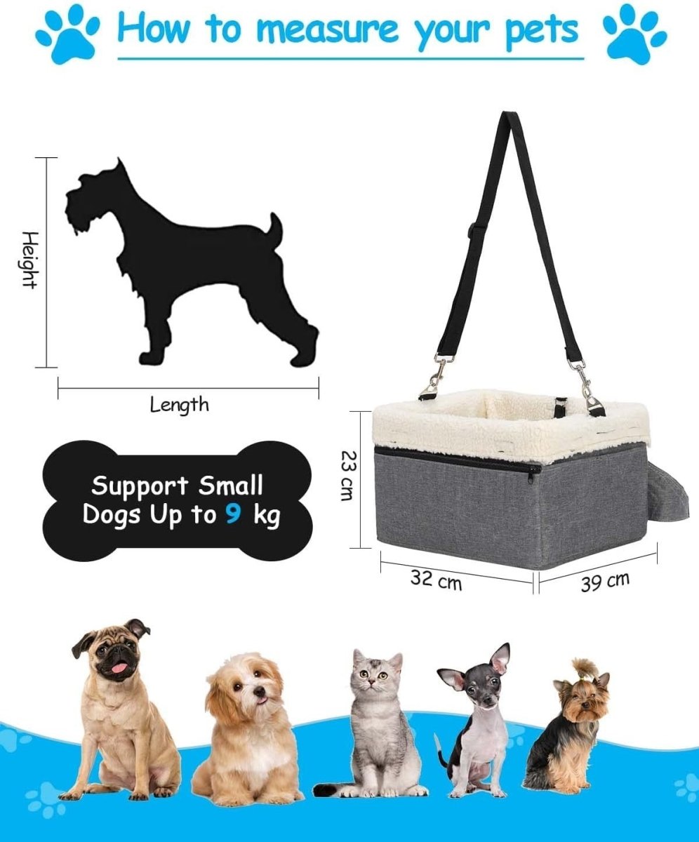 Dog Booster Car Seat Raised Pet Carrier Bed Small Dogs Cats Up To 20lb - Kwikley