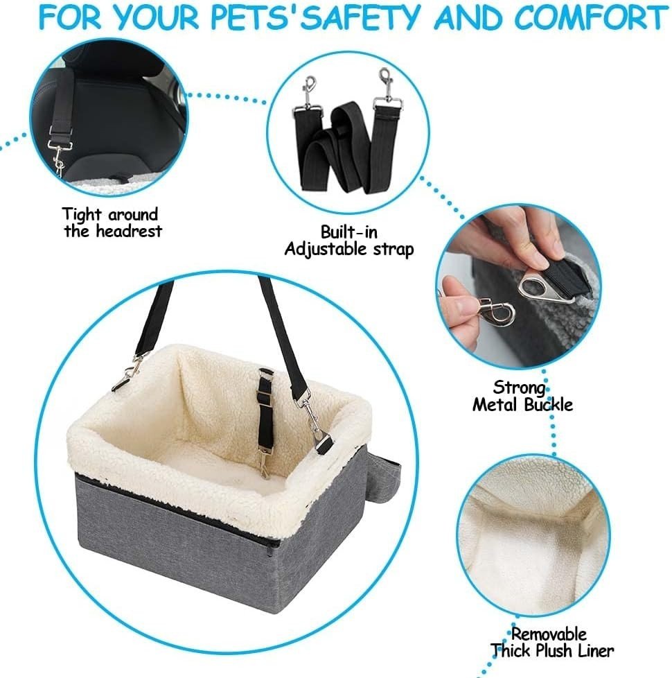 Dog Booster Car Seat Raised Pet Carrier Bed Small Dogs Cats Up To 20lb - Kwikley
