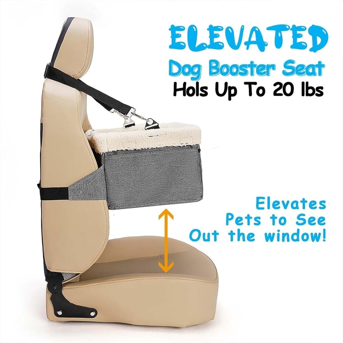 Dog Booster Car Seat Raised Pet Carrier Bed Small Dogs Cats Up To 20lb - Kwikley