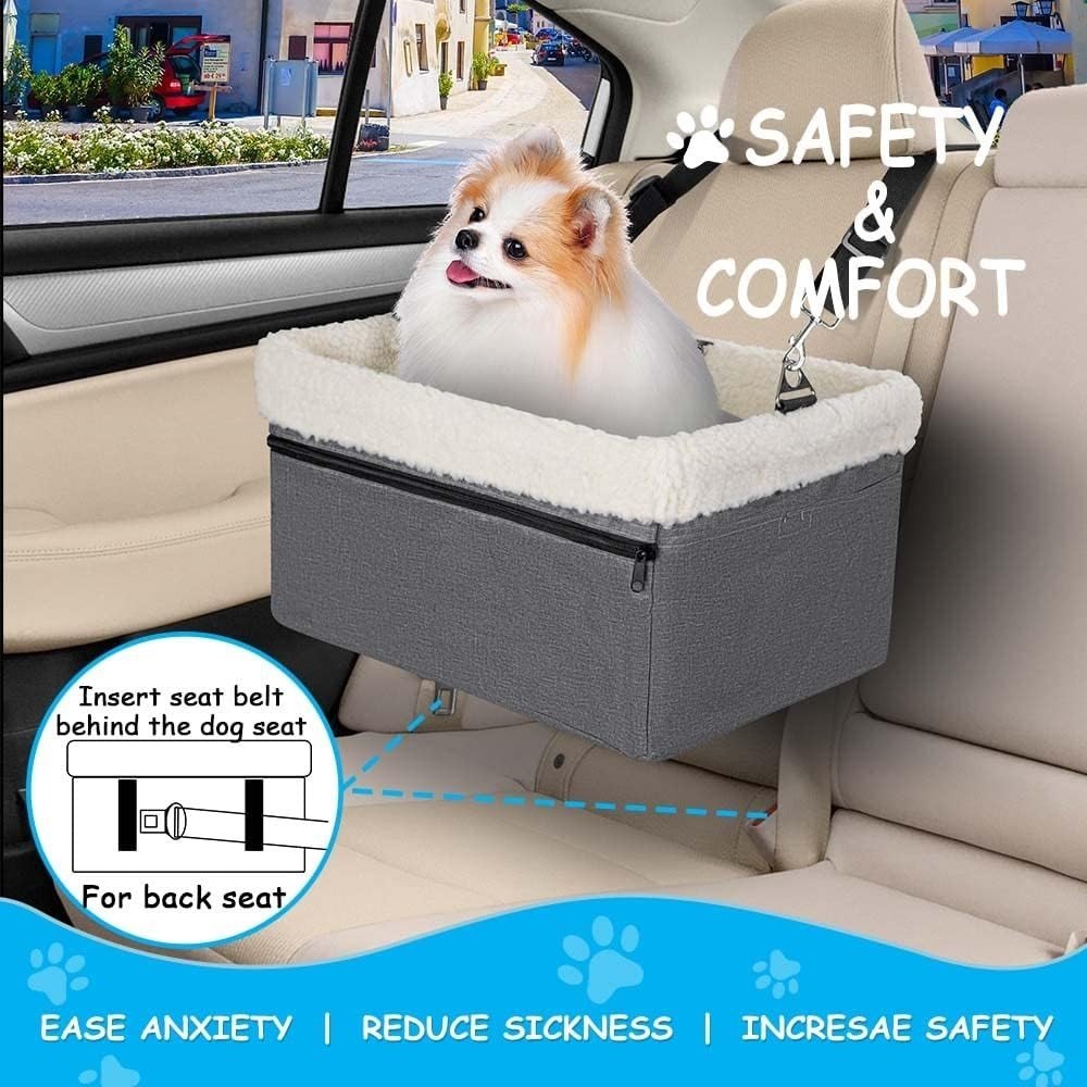 Dog Booster Car Seat Raised Pet Carrier Bed Small Dogs Cats Up To 20lb - Kwikley