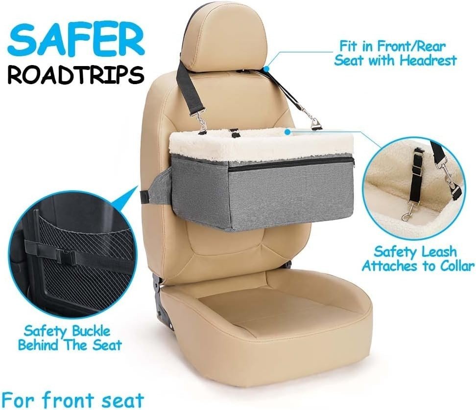 Dog Booster Car Seat Raised Pet Carrier Bed Small Dogs Cats Up To 20lb - Kwikley