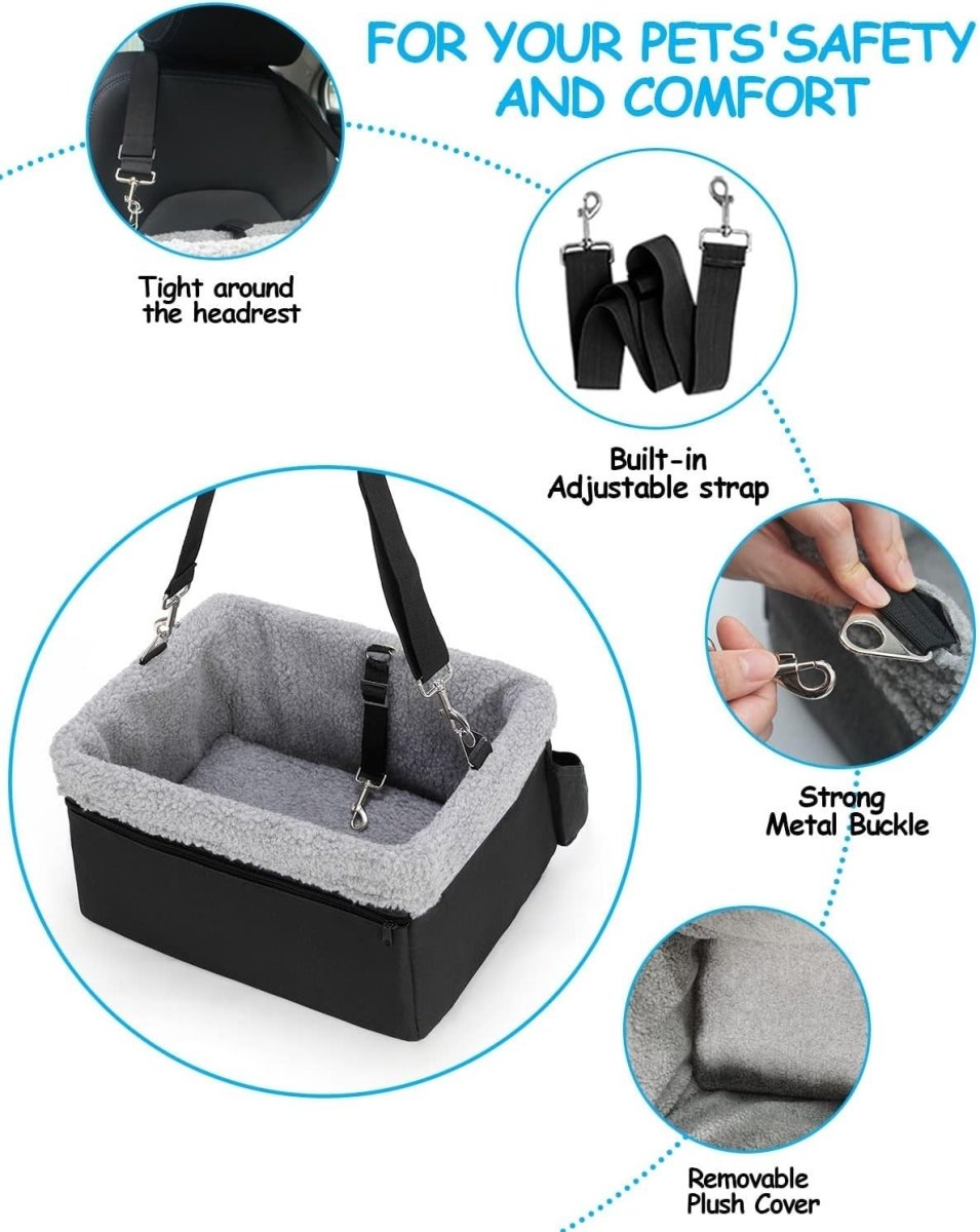 Dog Booster Car Seat Raised Pet Travel Carrier for Small Dogs Cats - Kwikley