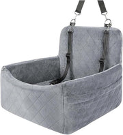 Dog Booster Car Seat Travel Bed Washable Pet Carrier Up To 35lbs Grey - Kwikley