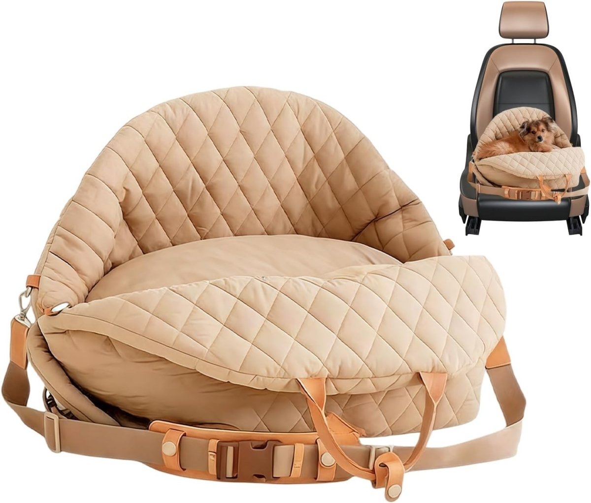 Dog Booster Car Seat Travel Carrier Waterproof Pet Bed Safety Strap - Kwikley