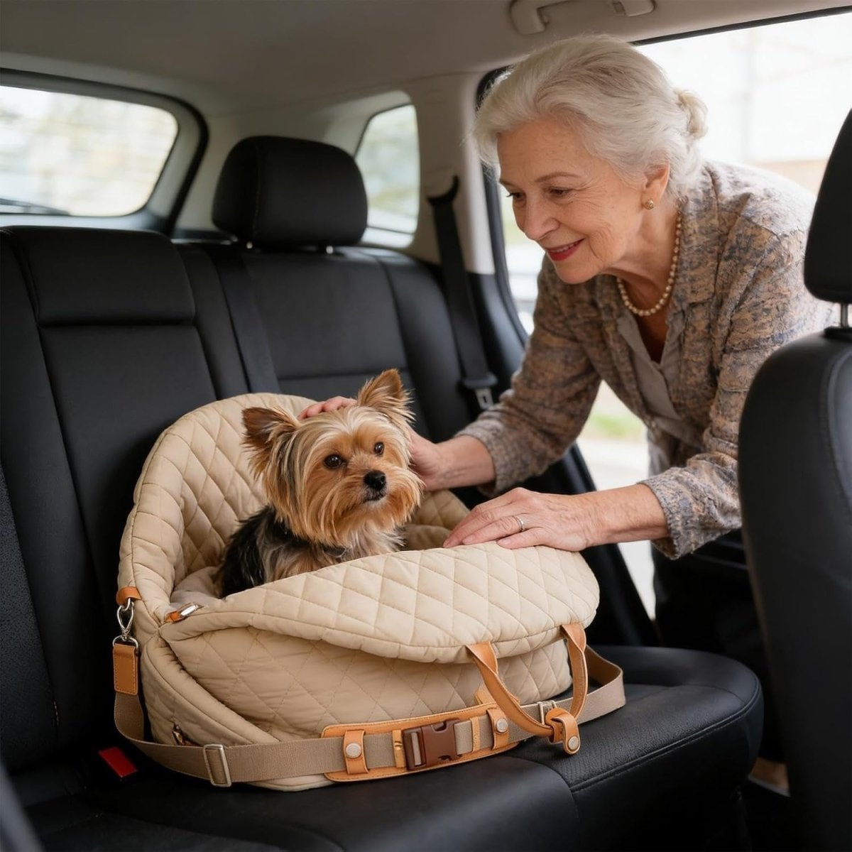 Dog Booster Car Seat Travel Carrier Waterproof Pet Bed Safety Strap - Kwikley