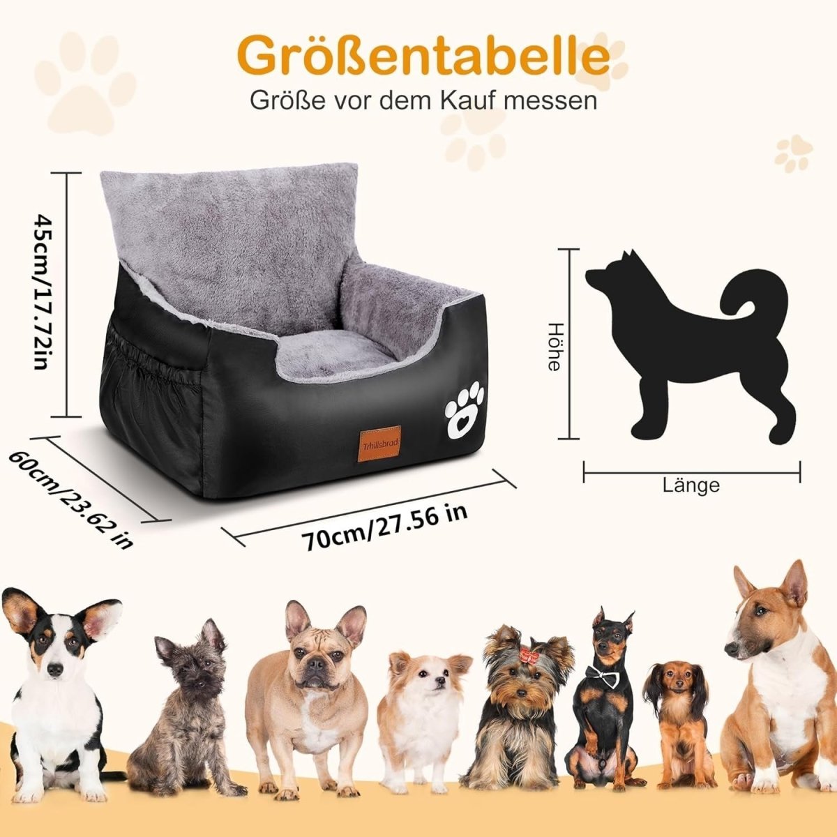 Dog Booster Car Seat Washable Pet Travel Bed Safety Lead Grey 15kg - Kwikley