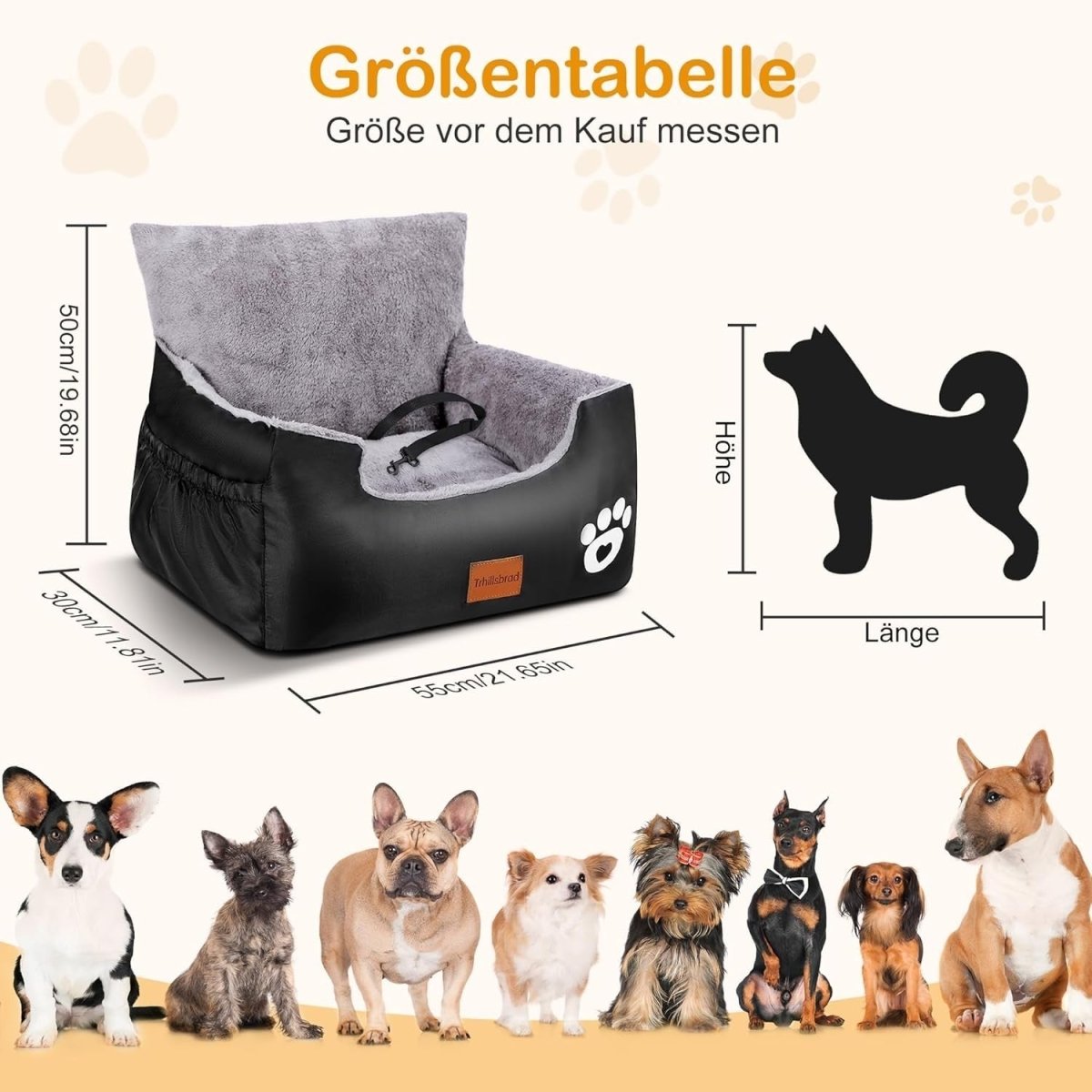 Dog Booster Car Seat Washable Pet Travel Bed Safety Lead Grey 15kg - Kwikley