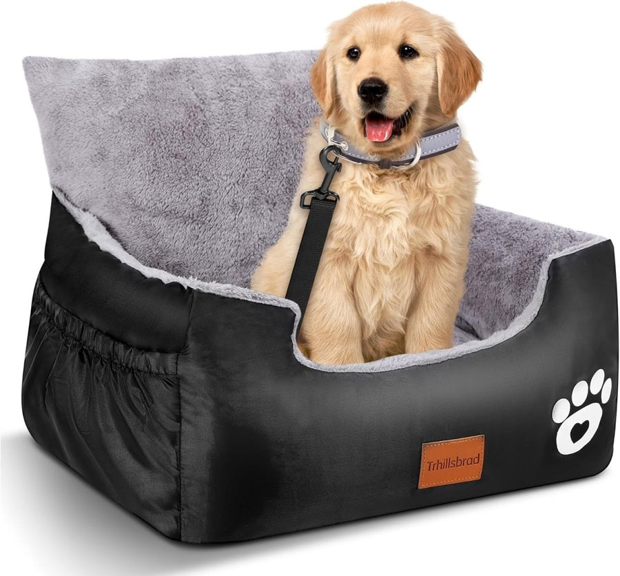 Dog Booster Car Seat Washable Pet Travel Bed Safety Lead Grey 15kg - Kwikley