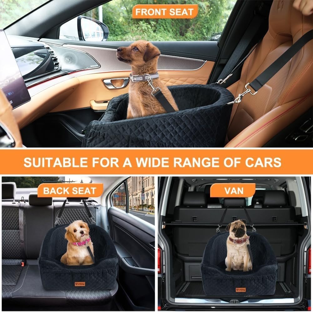 Dog Booster Car Seat Washable Travel Bed Safety Leash for Small Pets - Kwikley