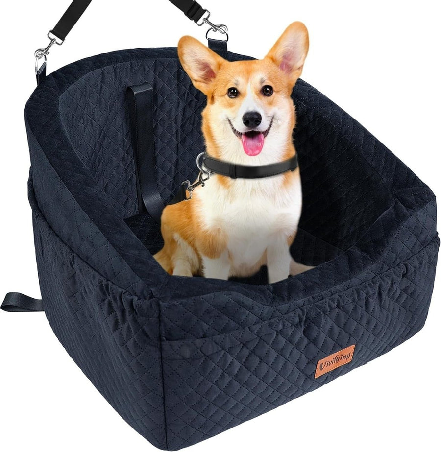 Dog Booster Car Seat Washable Travel Bed Safety Leash for Small Pets - Kwikley