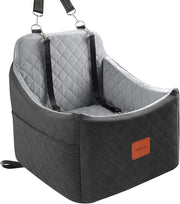 Dog Booster Car Seat Washable Travel Bed w Safety Belts 35lb Grey - Kwikley
