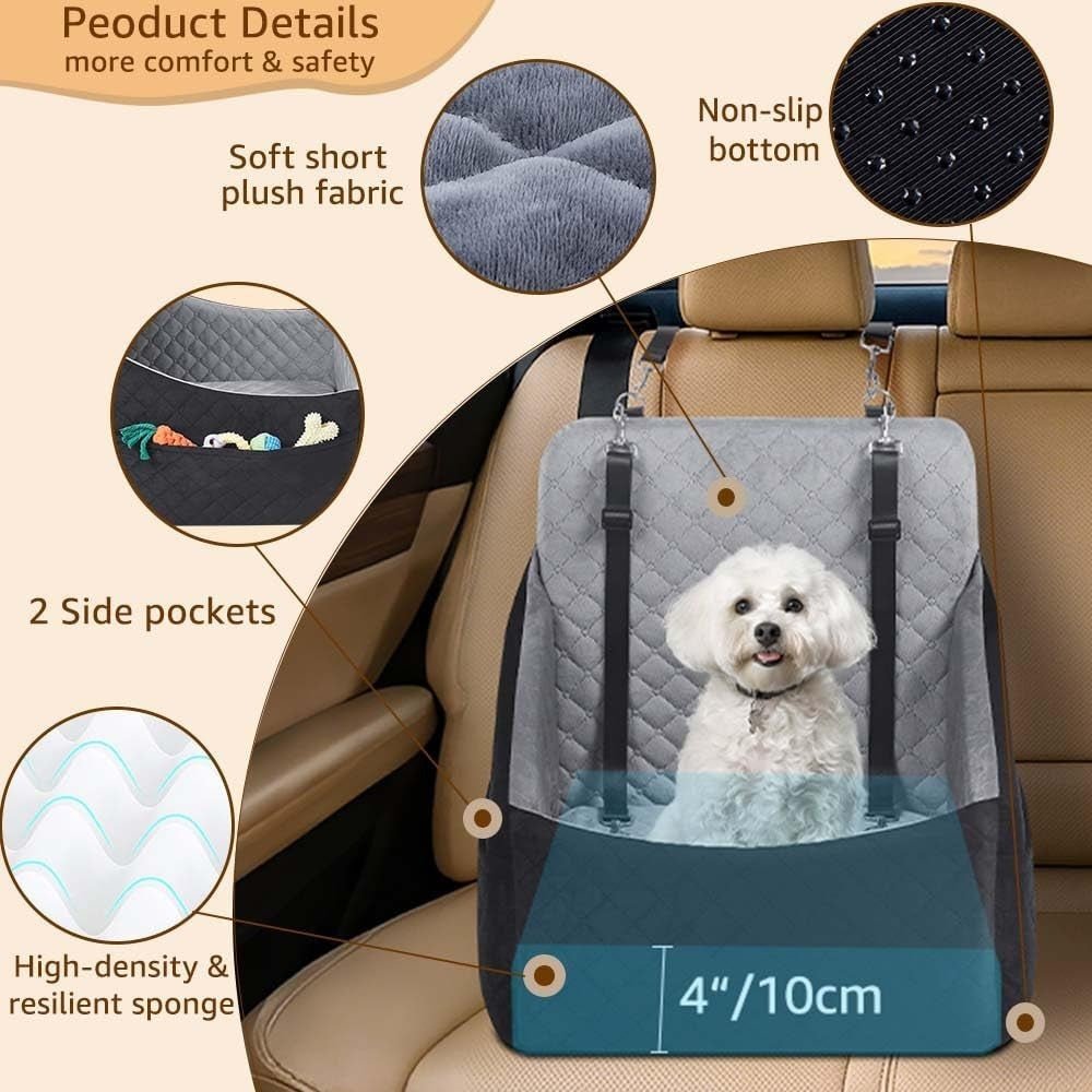 Dog Booster Seat Travel Bed Washable Pet Car Seat for Small Medium Dogs - Kwikley