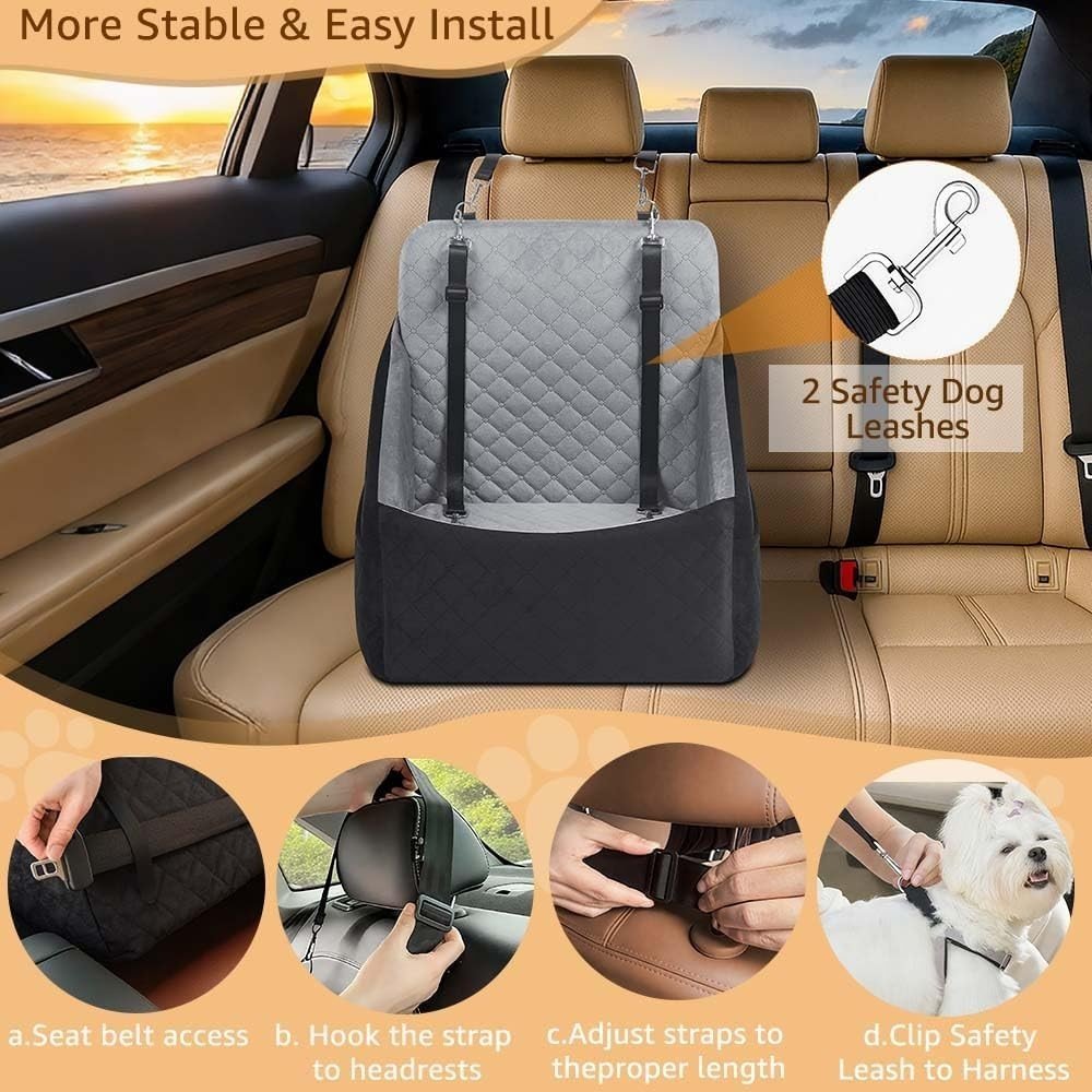 Dog Booster Seat Travel Bed Washable Pet Car Seat for Small Medium Dogs - Kwikley