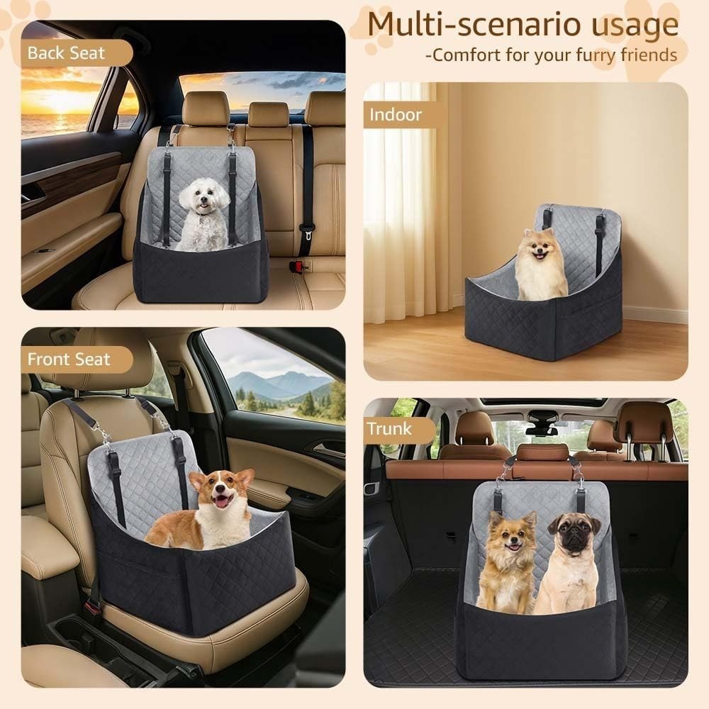 Dog Booster Seat Travel Bed Washable Pet Car Seat for Small Medium Dogs - Kwikley