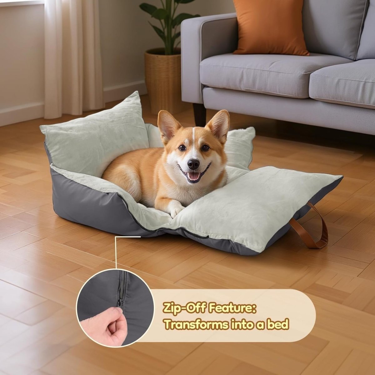 Dog Car Seat Booster Bed Expandable Travel Carrier Washable 60x60cm - Kwikley