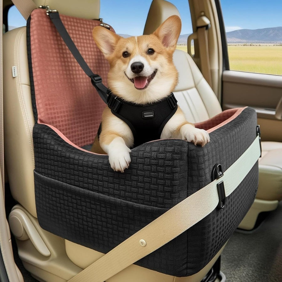 Dog Car Seat Booster Bed Memory Foam Washable Travel Seat Up to 35lb - Kwikley