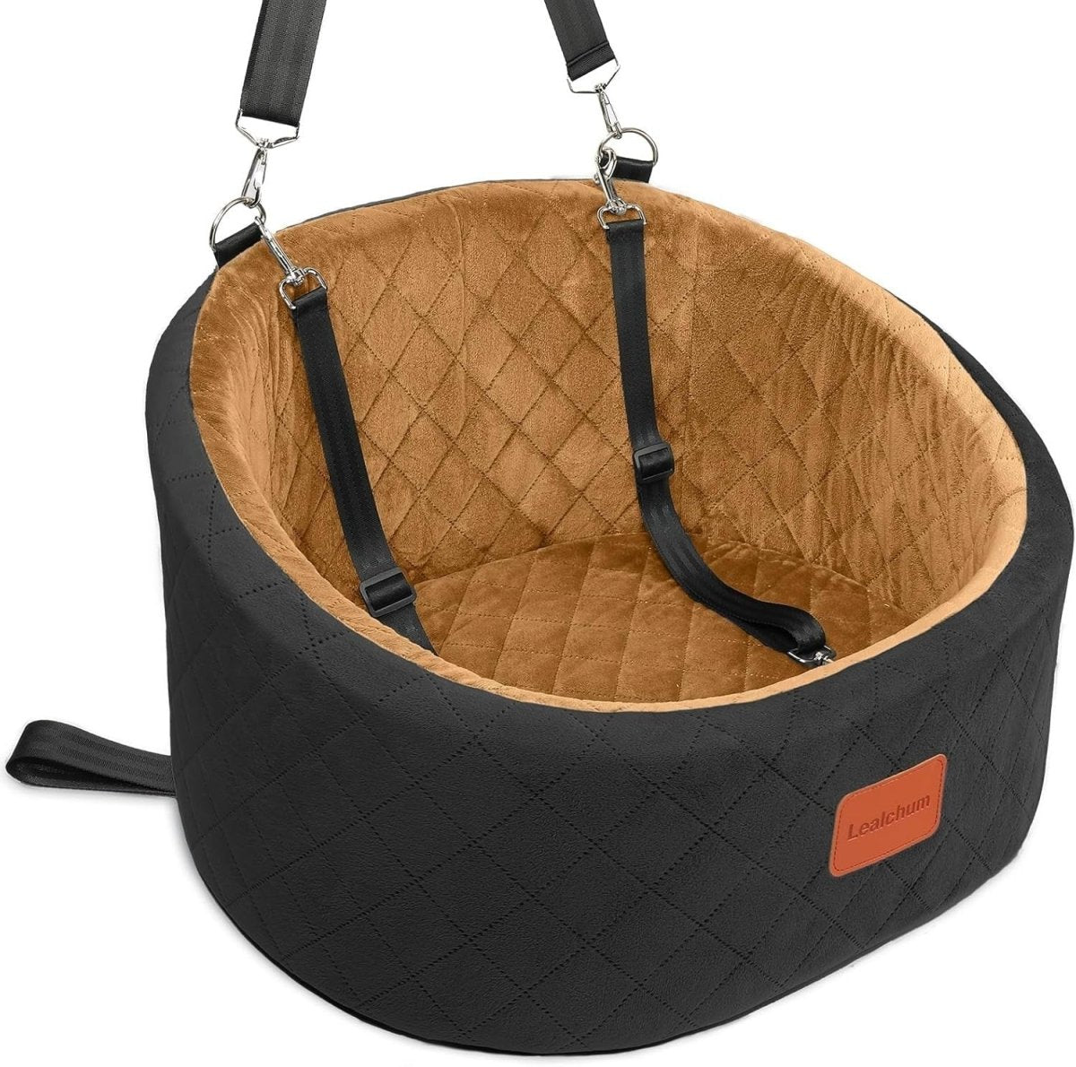 Dog Car Seat Booster Bed Memory Foam Washable Travel Seat w/ 2 Leashes - Kwikley